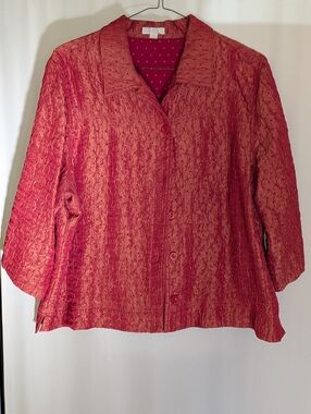 Erin Textured Red Button-Down Shirt
